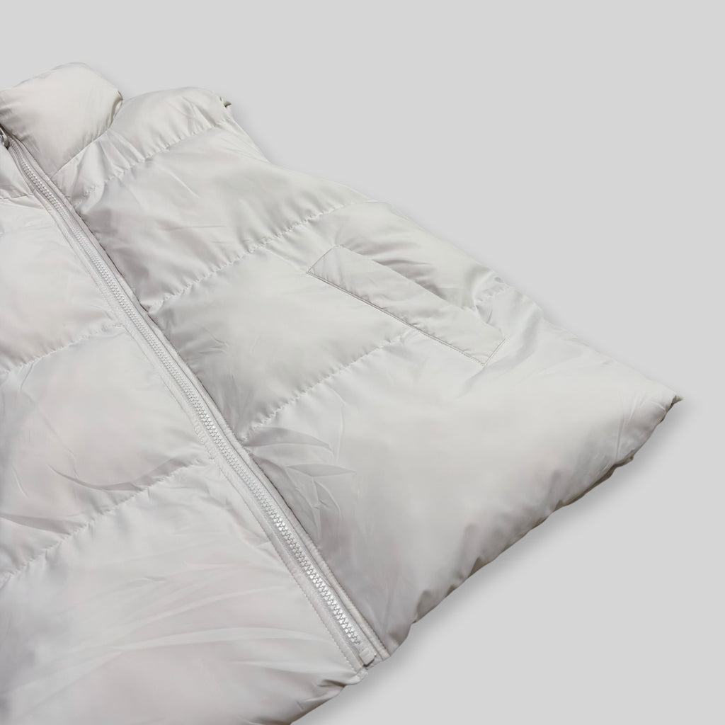 GU by UNIQLO Unisex Stand Collar Heat Padded Vest (Water Repellent/Windproof Snow/Winter Puffer Vest) in White