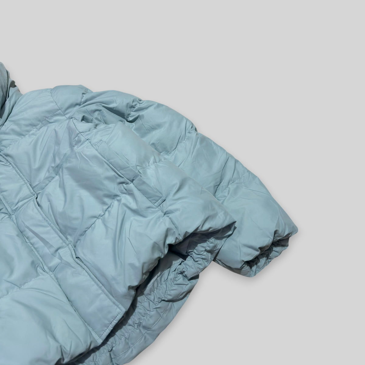 GU by UNIQLO Women's Heat Padded Stand Collar Detachable Hood Blouson (Lightweight Water Repellent/Windproof Winter/Snow Puffer Jacket) in Light Blue