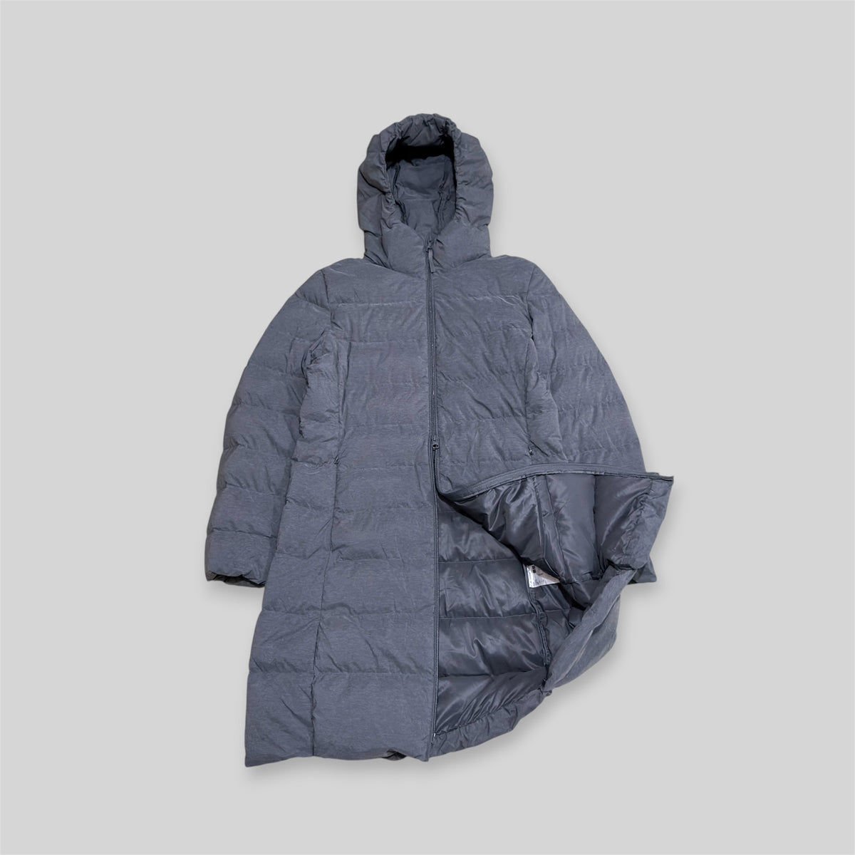 UNIQLO Women's Ultra Light Down Long Puffer Coat (Lightweight Nylon Water Repellent/Windproof Winter/Snow Padded Jacket) in Dark Gray