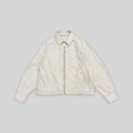 GU by UNIQLO Men's Zip Up Cropped/Boxy Collared Blouson (Cotton Corduroy Collared Harrington Jacket) in Beige