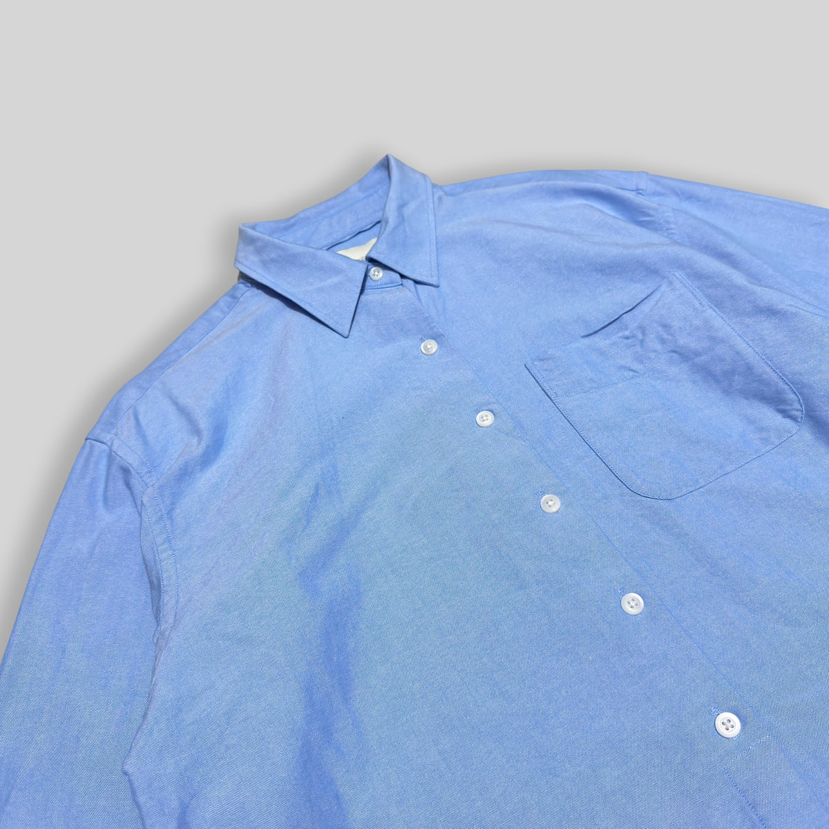 UNIQLO x JW Anderson Unisex Oxford Boxy/Cropped Short Long Sleeve Shirt in Blue