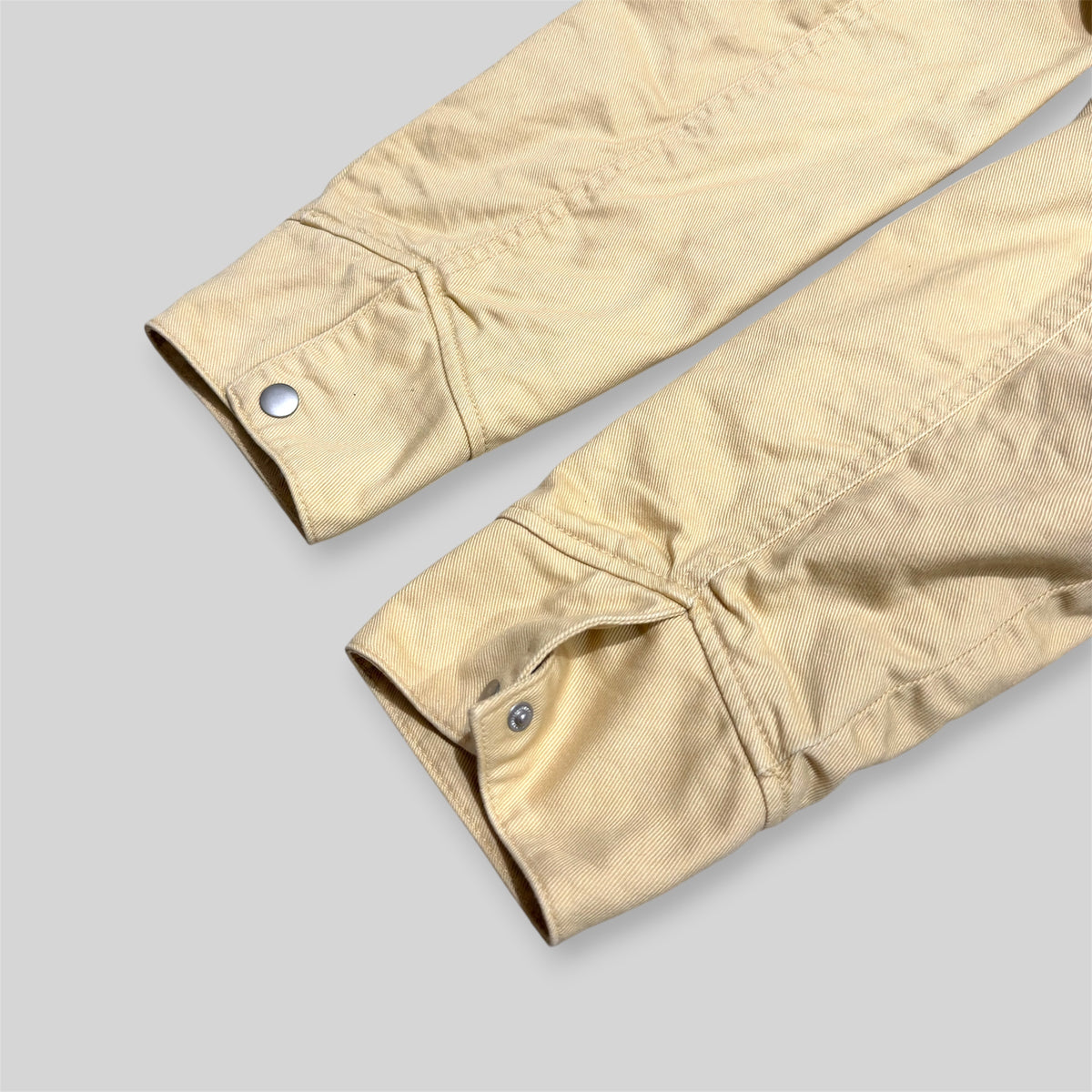 H&M Men's Oversized Utility Workwear Zip Up Cotton Twill Padded Blouson (Collared Zip Up Jacket) in Beige