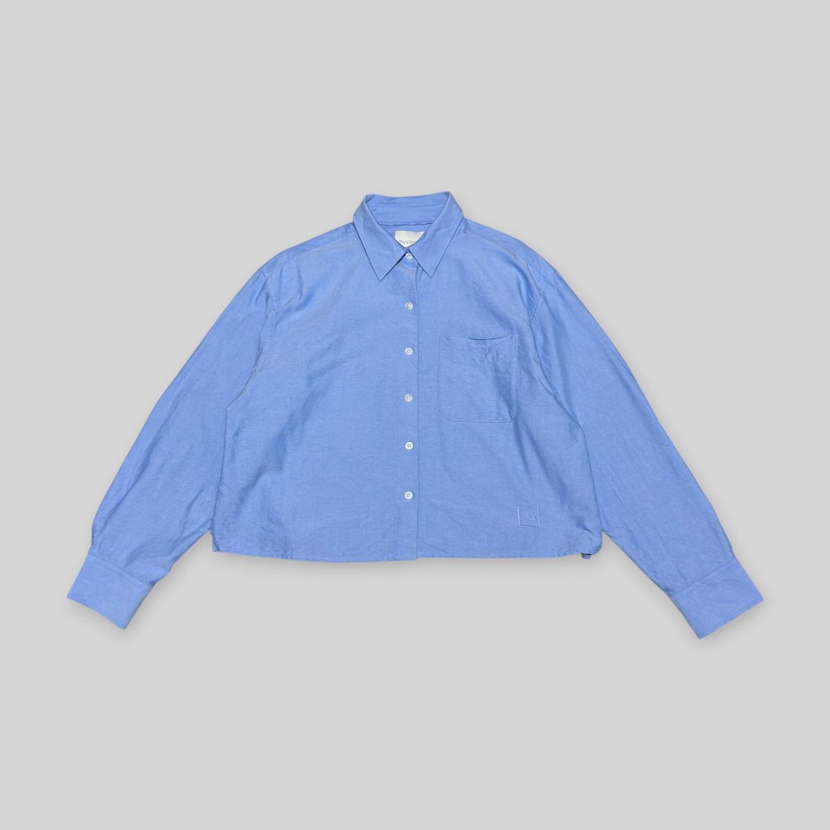 UNIQLO x JW Anderson Unisex Oxford Boxy/Cropped Short Long Sleeve Shirt in Blue