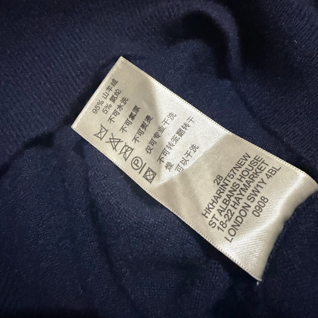 Vintage Burberry London Men's Cashmere V-Neck Long Sleeve Sweater/Sweatshirt in Navy