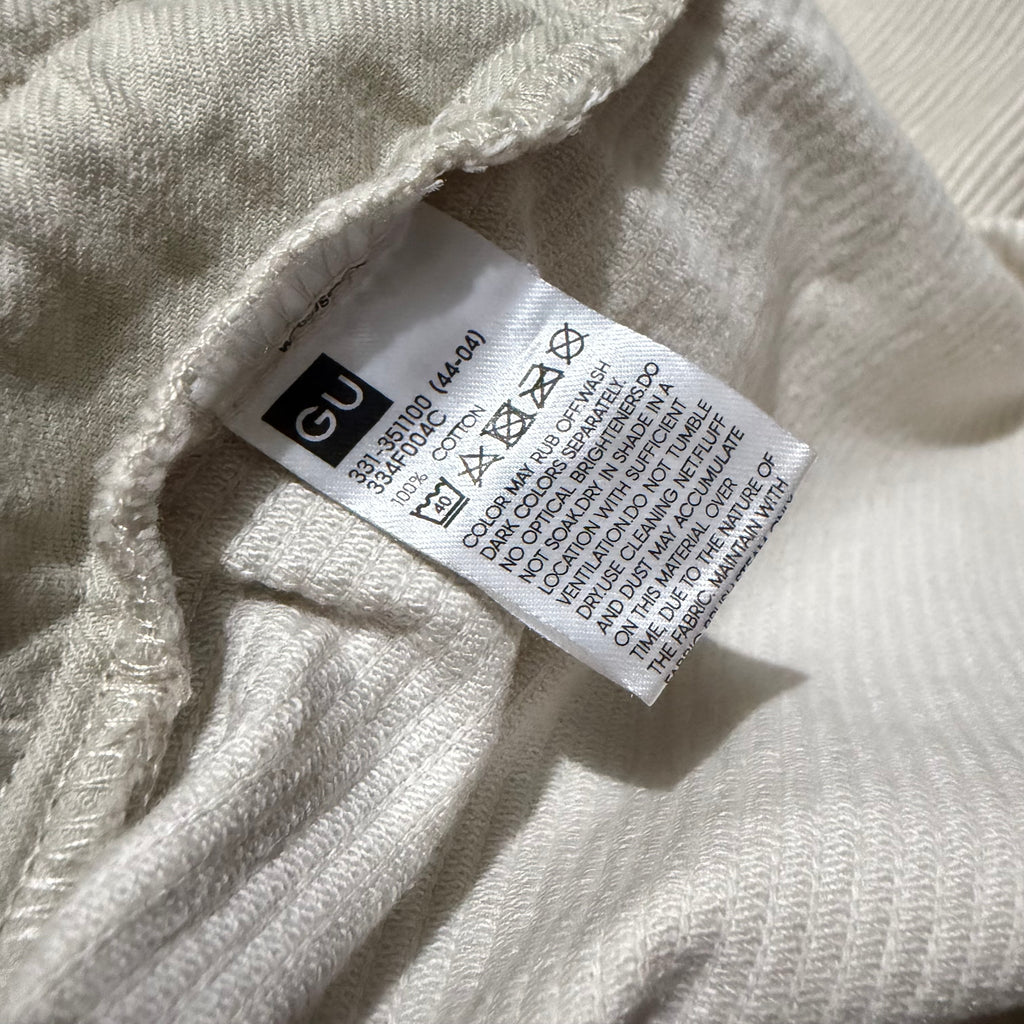 GU by UNIQLO Men's Zip Up Cropped/Boxy Collared Blouson (Cotton Corduroy Collared Harrington Jacket) in Beige