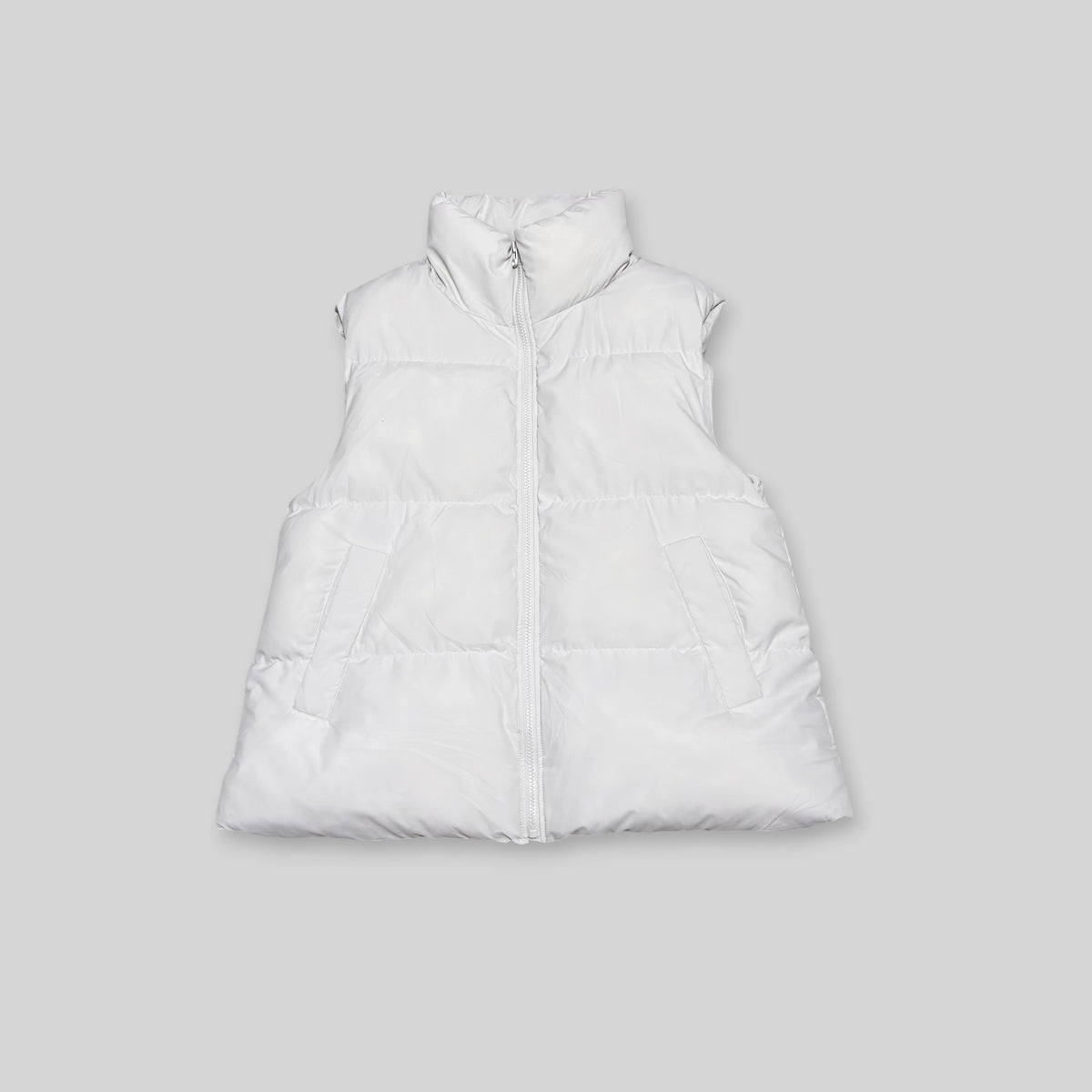GU by UNIQLO Unisex Stand Collar Heat Padded Vest (Water Repellent/Windproof Snow/Winter Puffer Vest) in White