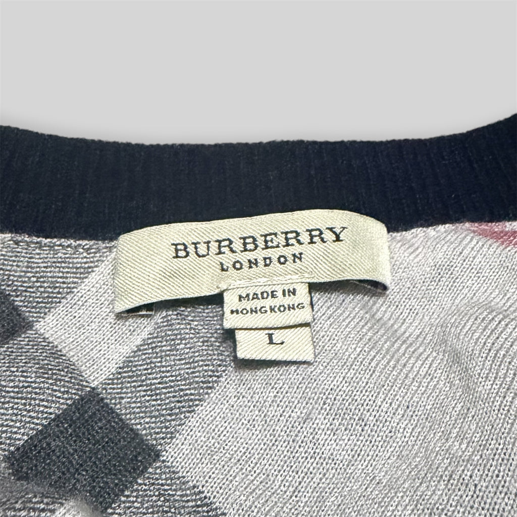 Vintage Burberry London Men's Cashmere V-Neck Long Sleeve Sweater/Sweatshirt in Navy