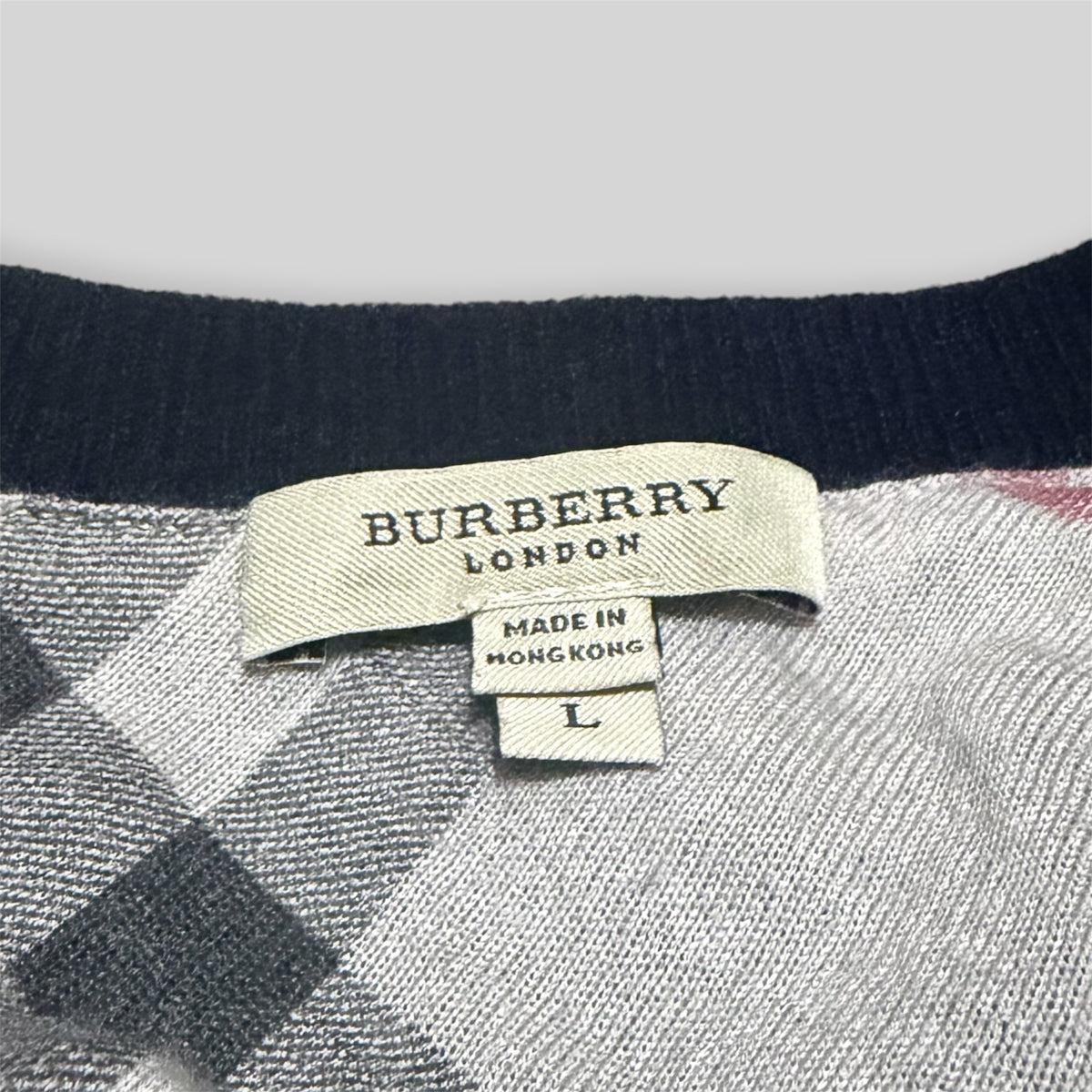 Vintage Burberry London Men's Cashmere V-Neck Long Sleeve Sweater/Sweatshirt in Navy