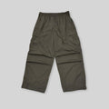 GU by UNIQLO Men's Super Wide/Baggy Parachute Cargo Pants in Dark Green