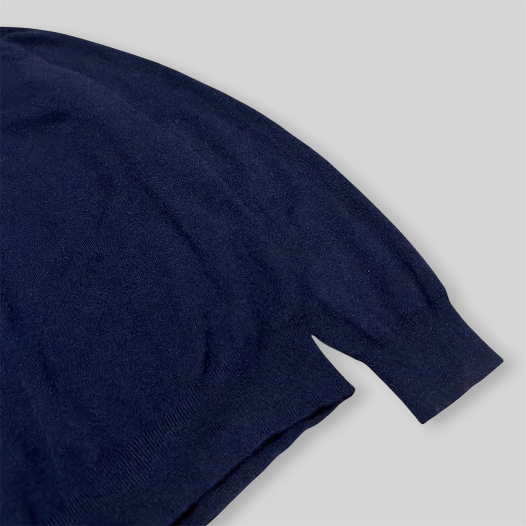 Vintage Burberry London Men's Cashmere V-Neck Long Sleeve Sweater/Sweatshirt in Navy