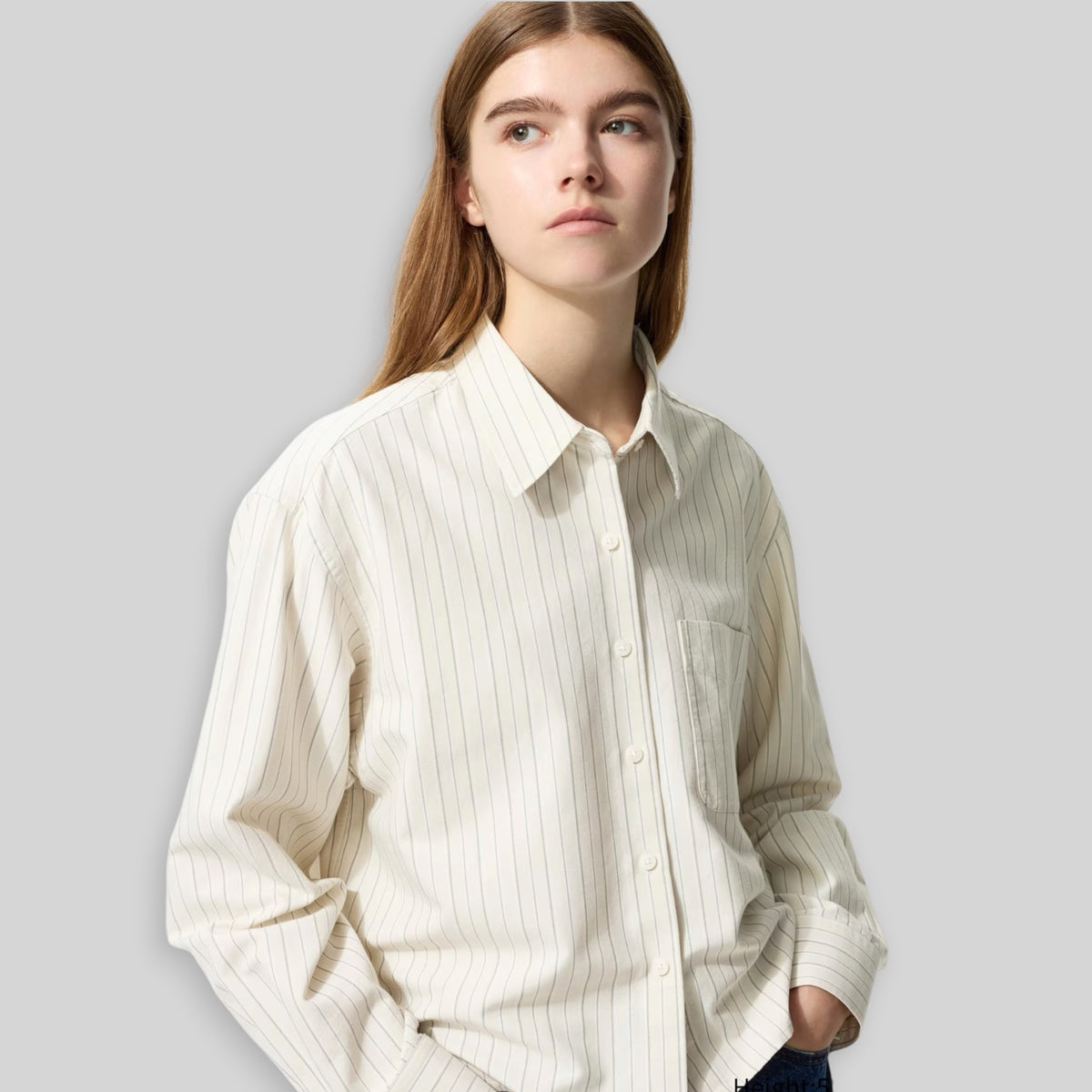 UNIQLO x JW Anderson Unisex Oxford Boxy/Cropped Short Long Sleeve Shirt in Beige