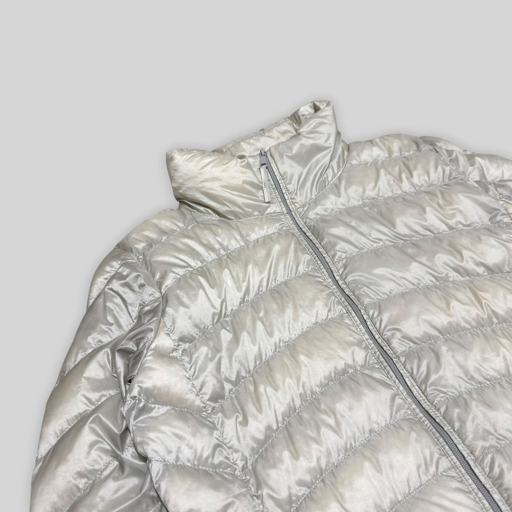 UNIQLO Women's Ultra Light Down Stand Collar Puffer Jacket (Lightweight Nylon Water Repellent/Windproof Winter/Snow Padded Jacket) in Light Gray