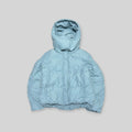 GU by UNIQLO Women's Heat Padded Stand Collar Detachable Hood Blouson (Lightweight Water Repellent/Windproof Winter/Snow Puffer Jacket) in Light Blue
