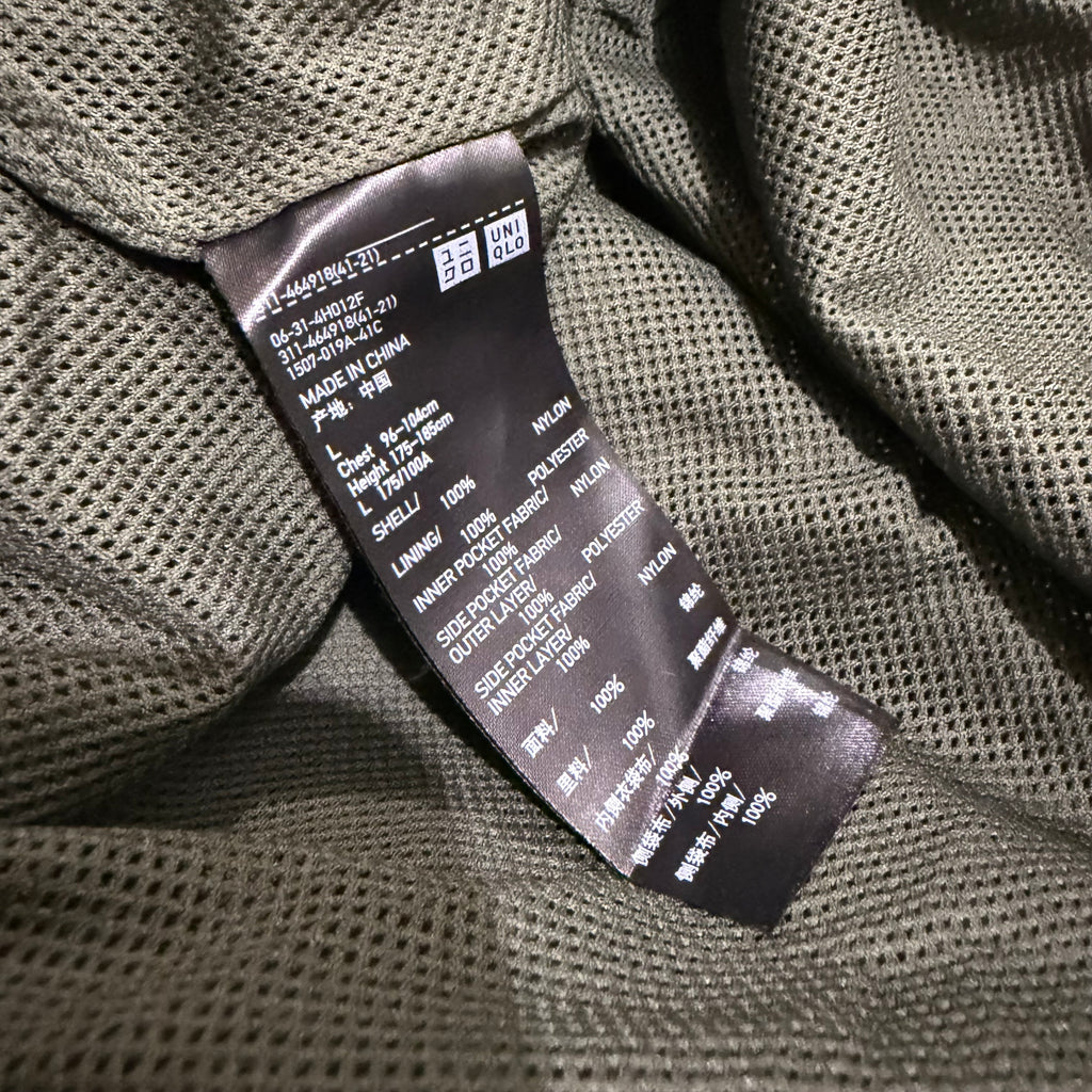 UNIQLO Men's Windproof Stand Collar Blouson (Lightweight Nylon Water Repellent Windbreaker Jacket) in Olive