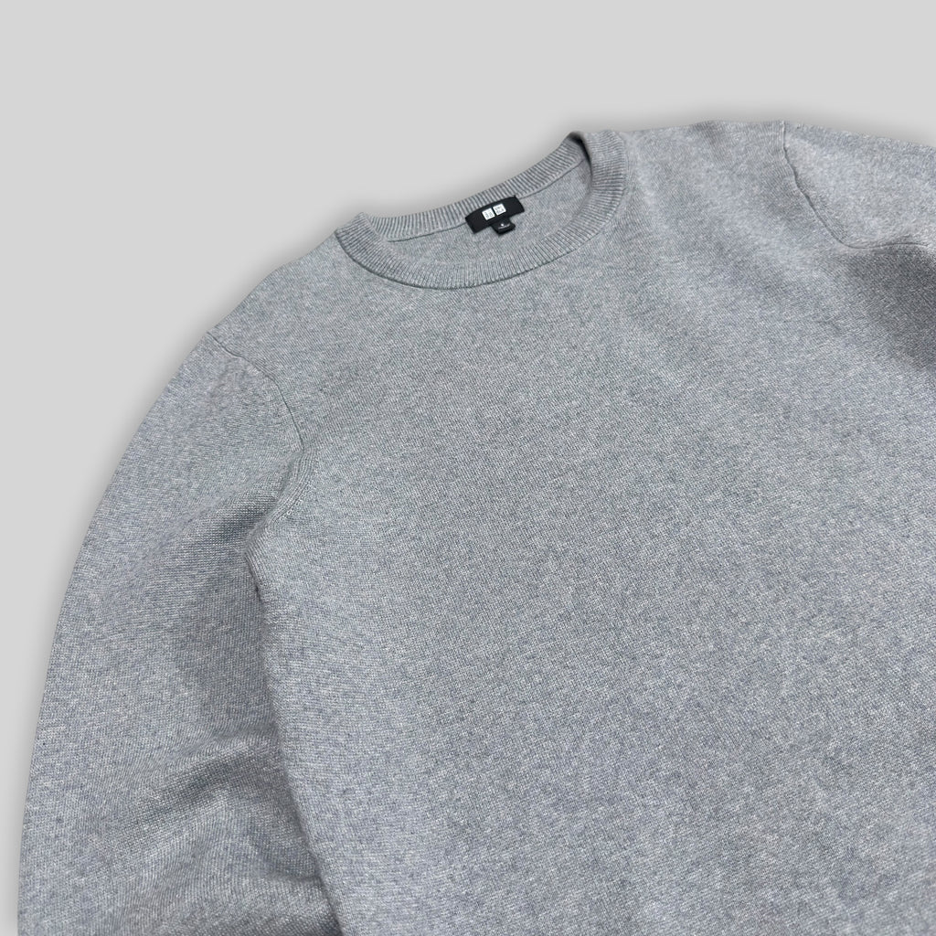 UNIQLO Men's Washable Milano Ribbed Crew Neck Sweater in Gray