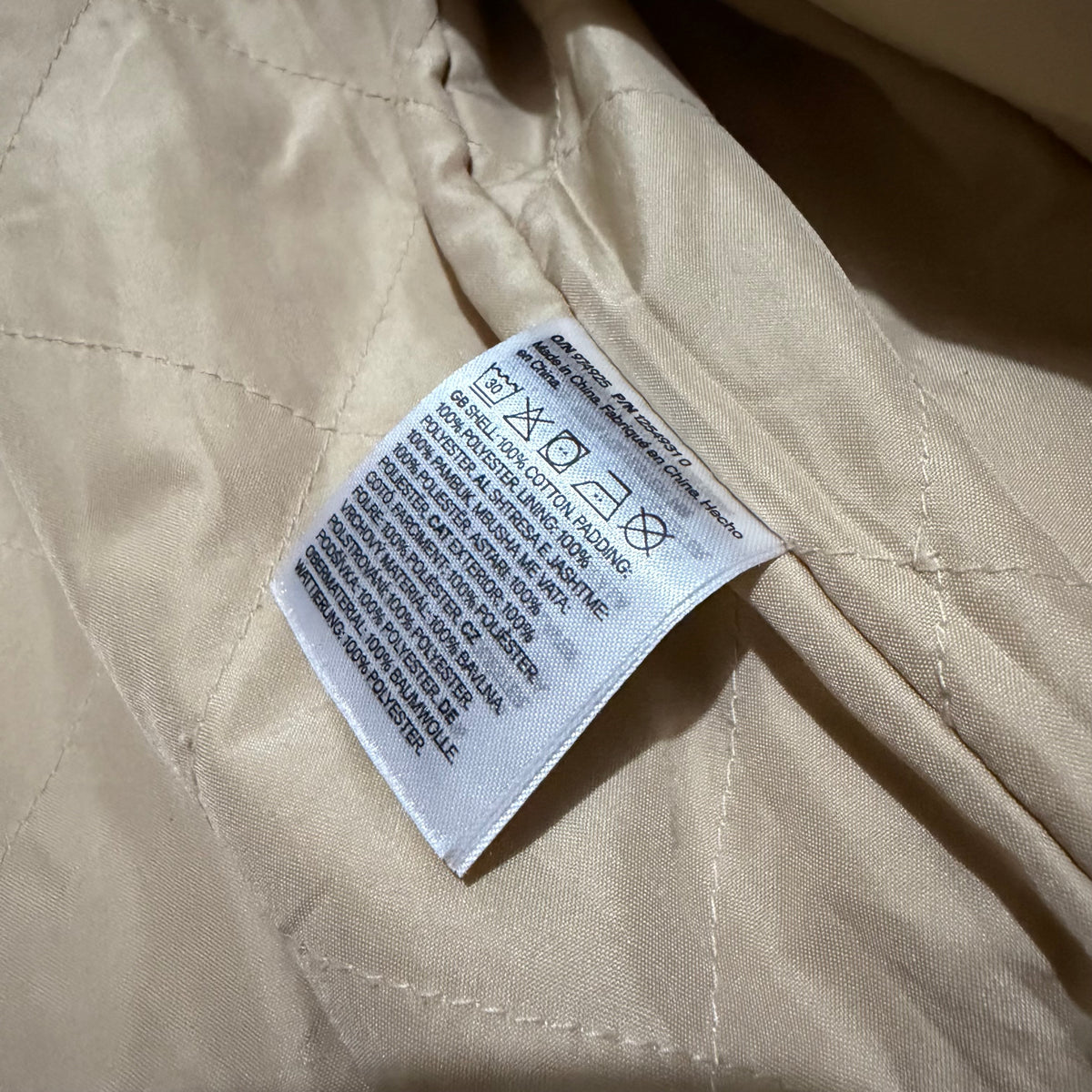 H&M Men's Oversized Utility Workwear Zip Up Cotton Twill Padded Blouson (Collared Zip Up Jacket) in Beige