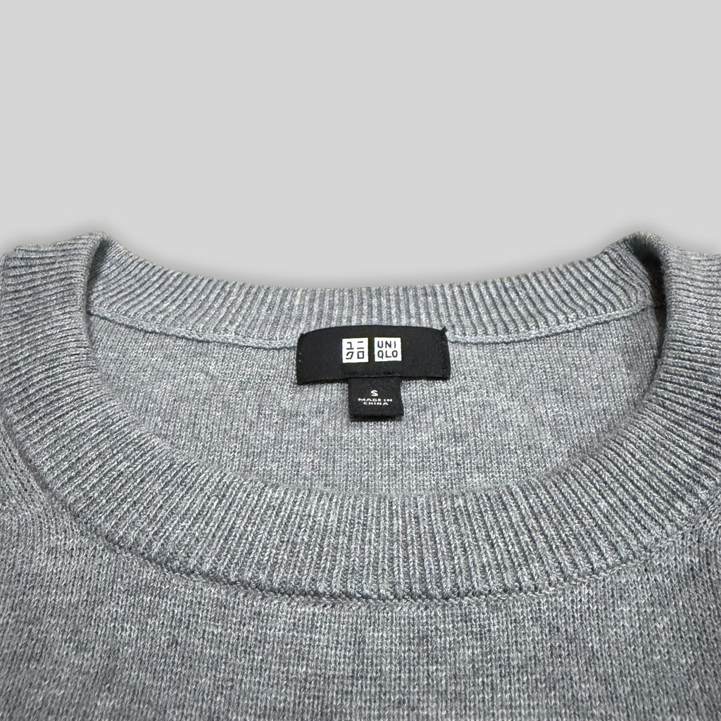 UNIQLO Men's Washable Milano Ribbed Crew Neck Sweater in Gray